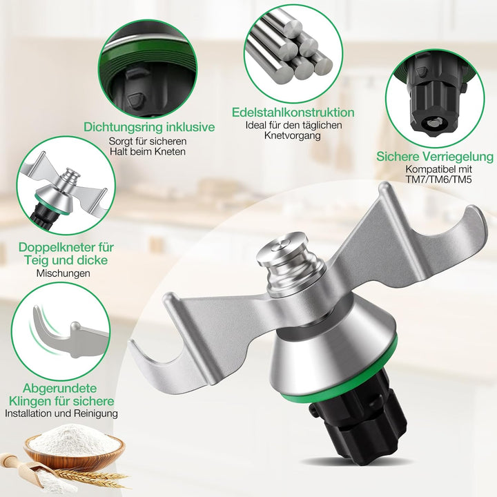 Edelstahl Teigmesser 304, Mixmesser Ersatz Zubehör Passend für Thermomix TM7/TM6/TM5, Antihaft Messe