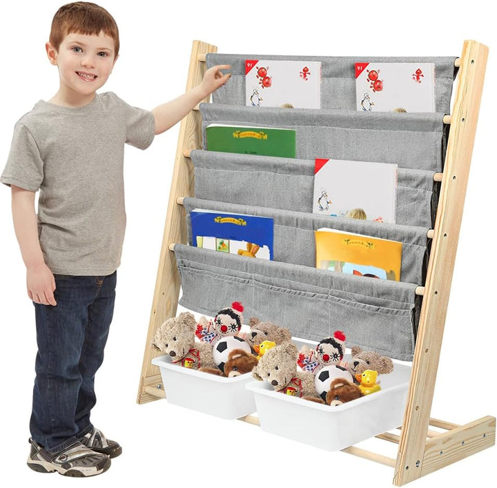 Bücherregal für Kinder, Bücherregal mit 5 Ebenen, Schulbedarf für Kinderzimmer, Kindergarten, Kinder