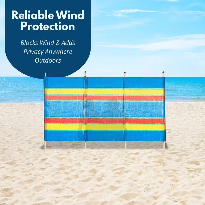 Garden Mile Windschutz mit 8 Stangen, strapazierfähig, mehrfarbig, für Garten, Strand, Urlaub, Wohnw