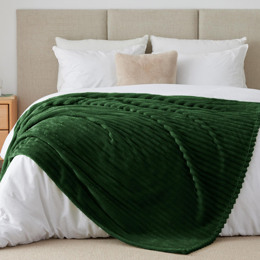 BEDELITE Kuscheldecke Flauschig Decke Extra Gross - weiche Flanell Decken Grün 230x270 für Bett, Dek