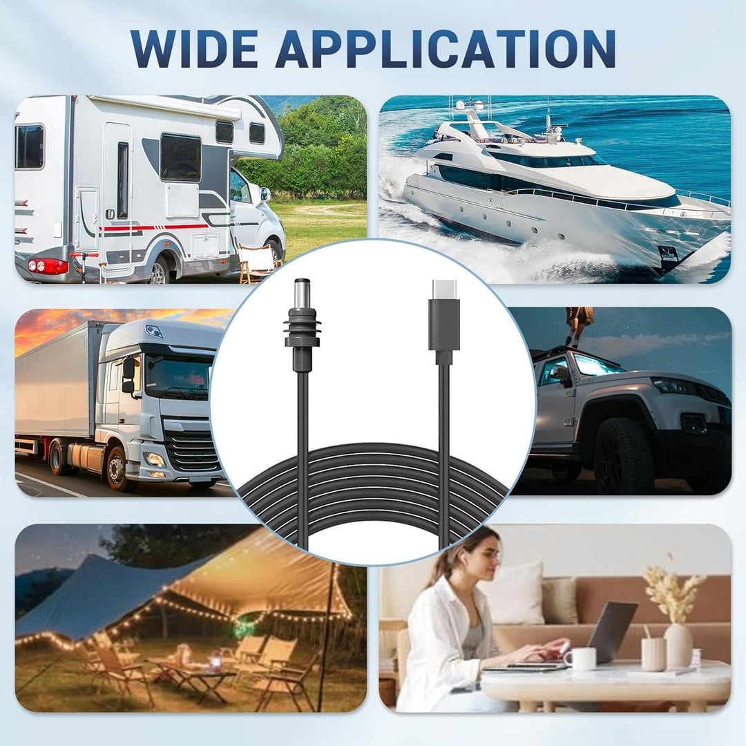 USB C zu DC Netz Kabel, Typ C Eingang zu DC 20V 5A Jack Kabel 18AWG IP68 Wasserdicht, Arbeiten mit 1