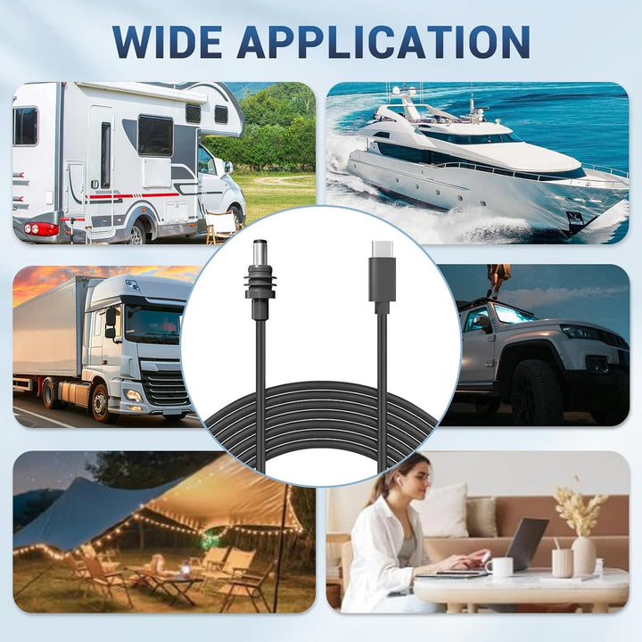 USB C zu DC Netz Kabel, Typ C Eingang zu DC 20V 5A Jack Kabel 18AWG IP68 Wasserdicht, Arbeiten mit 1