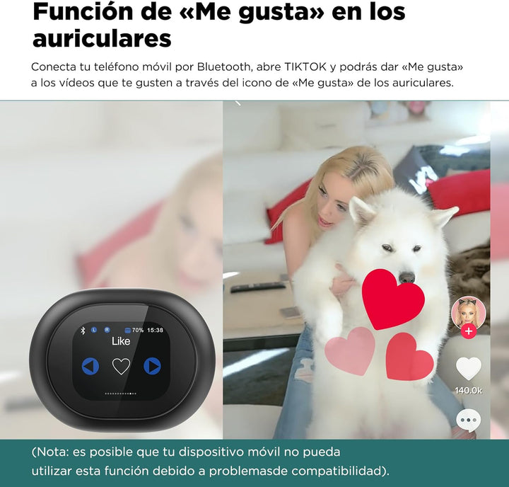 MINISO MS188 Übersetzer Kopfhörer Echtzeit mit KI-Sprachübersetzung für 134 Sprachen, LCD-Touchscree