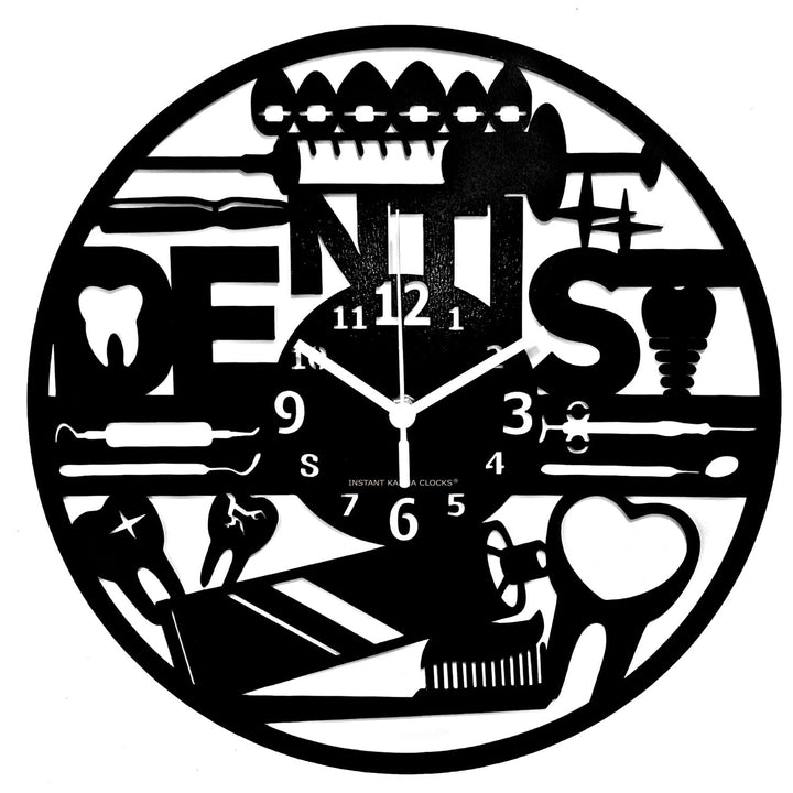 Instant Karma Clocks Wanduhr für Zahnarzt Klinische Zahnheilkunde Zähne Arzt Geschenkidee, Holz, Sch