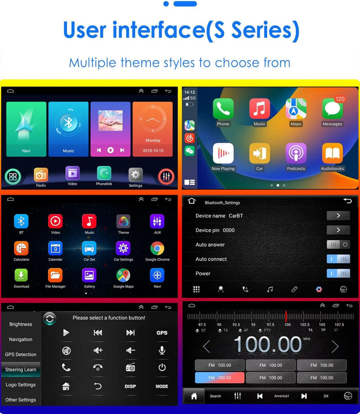 Auto Radio Autospieler GPS Navi Navigation Carplay/Android Autoradio 10 Zoll HD-Touchscreen USB Blue