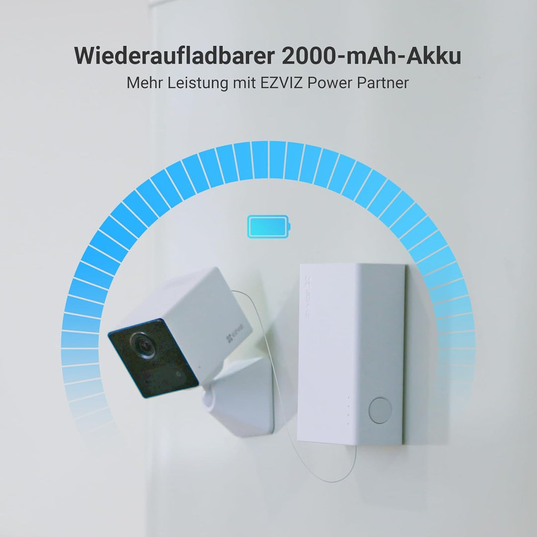 EZVIZ CB2 4G mit Power Partner 5200 mAh Akku, 4G LTE Überwachungskamera Innen, Large Standby, CB2 Ki
