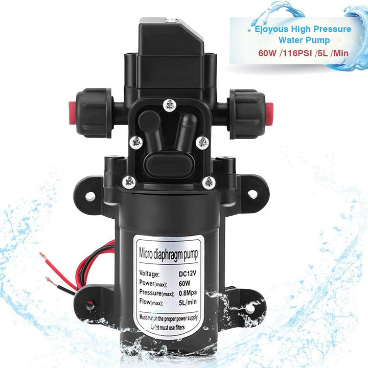 12 V Hochdruck-Wasserpumpe 5 l/min selbstansaugende Wasserpumpe für Gartensprinkler, Fenster und Tür