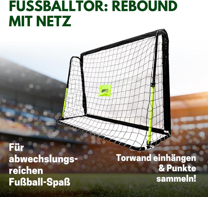 Best Sporting Fussballtor Rebound 213 x 153 x 76 cm I Fussball Tor mit Netz &amp; Rückprallwand I Reboun