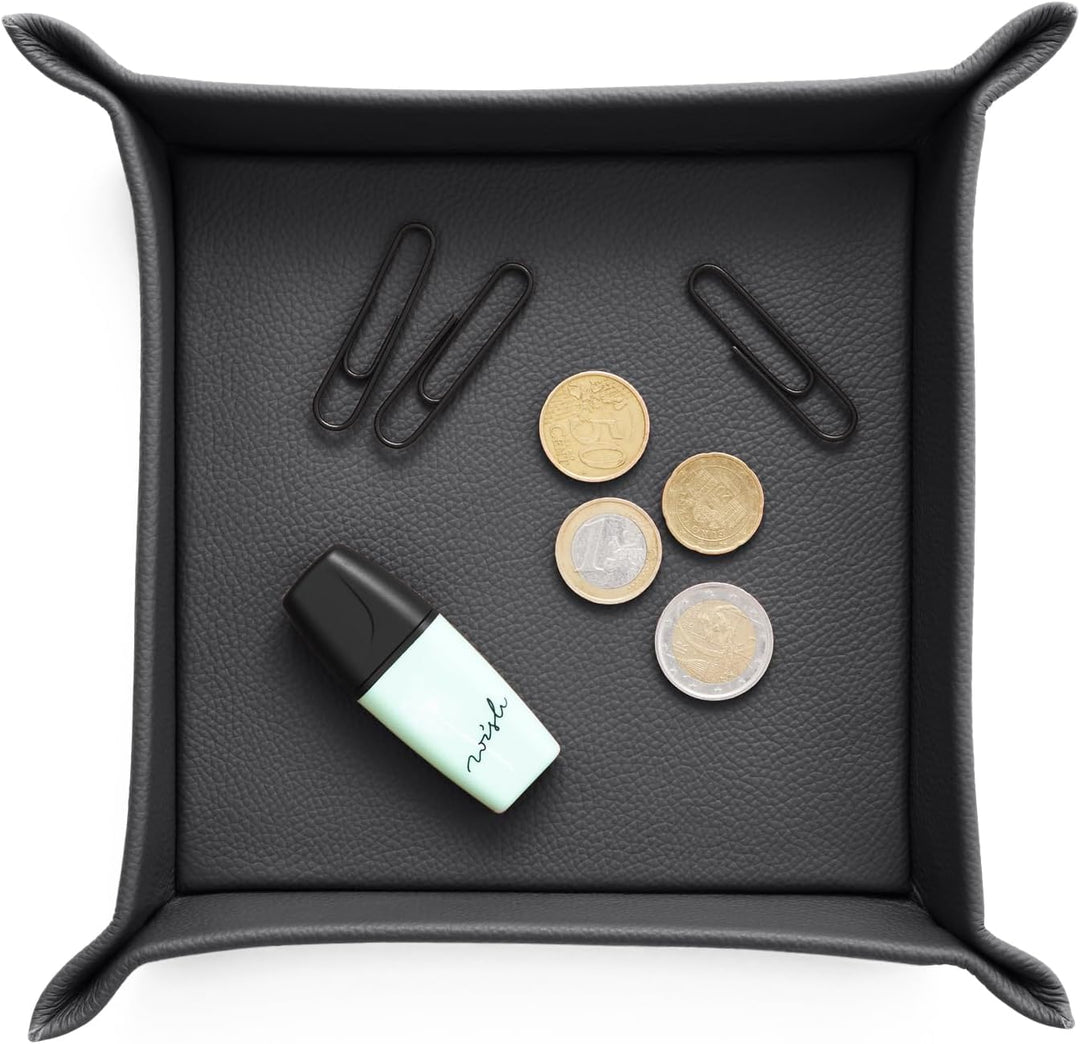Eglooh - Iris - Taschenleerer aus echtem Leder Schwarz - Schreibtisch-Organizer mit modernem Design
