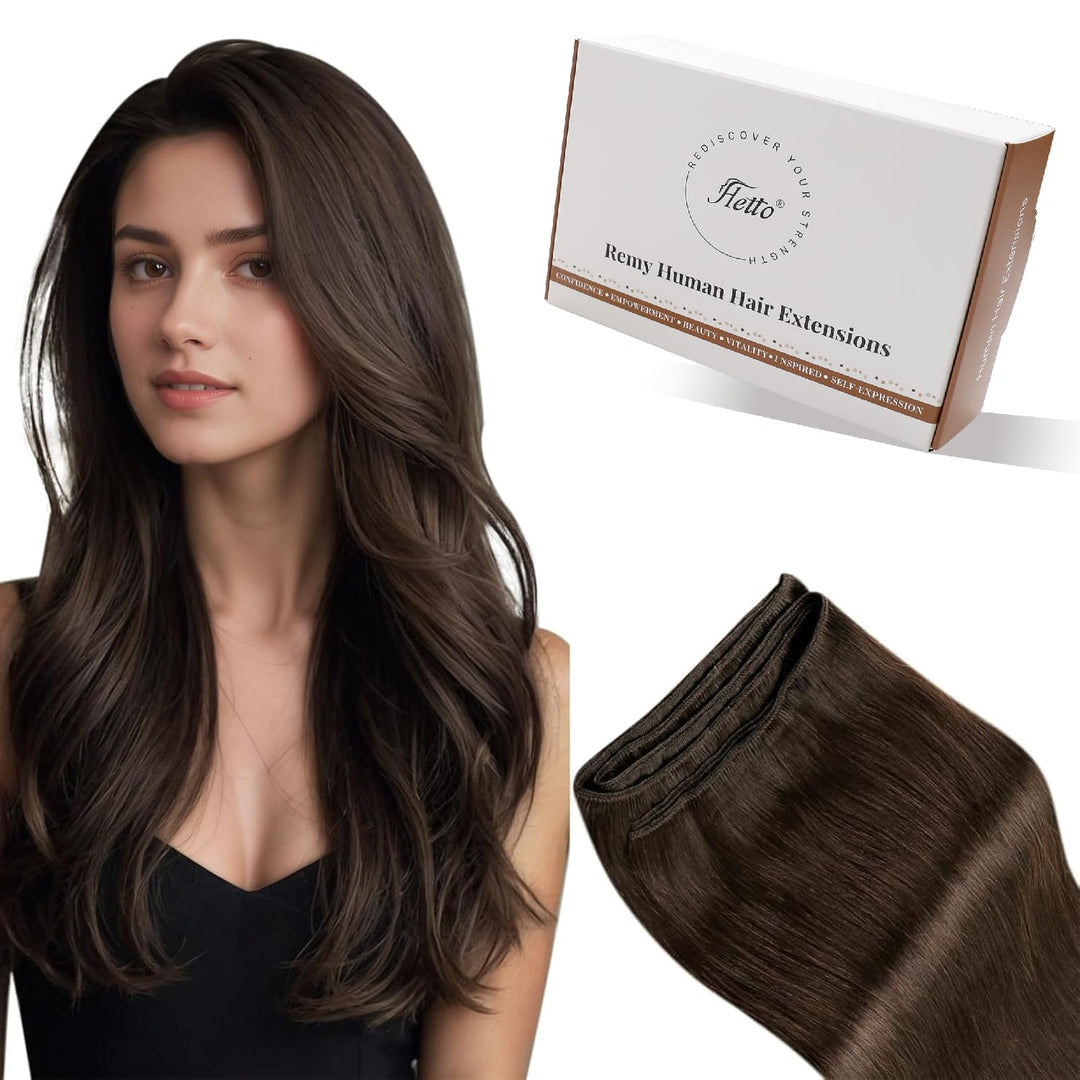 Hetto Tressen Echthaar Extensions Dunkelbraun Tressen Extensions Zum Einnähen Tressen Extensions Bra