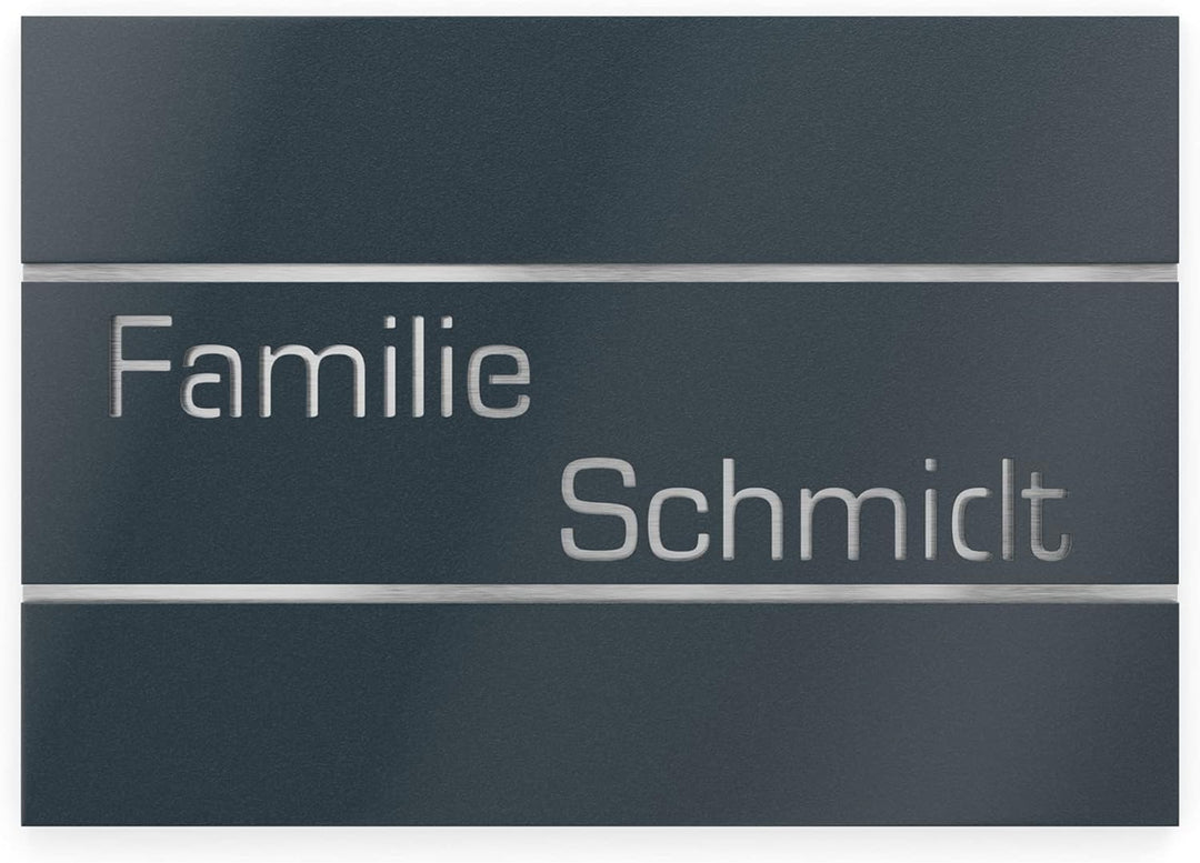 Graviers Design Türschild aus V2A Edelstahl 215x150mm - Anthrazit RAL 7016 - Wetterfest Rostfrei Ind
