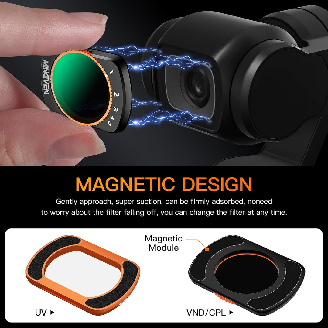 Magnetisches ND-Filter-Set für DJI Osmo Pocket 3 Creator Combo, verstellbare ND-Filter 1-5 Stopps +