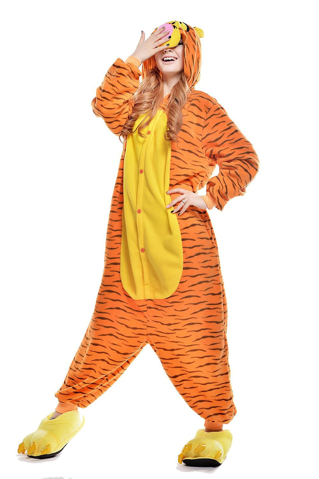 ZKomoL Pyjamas Onesies Cosplay Erwachsene Unisex Tiere Halloween Kostüm Kleid Loungewear, Tigermuste