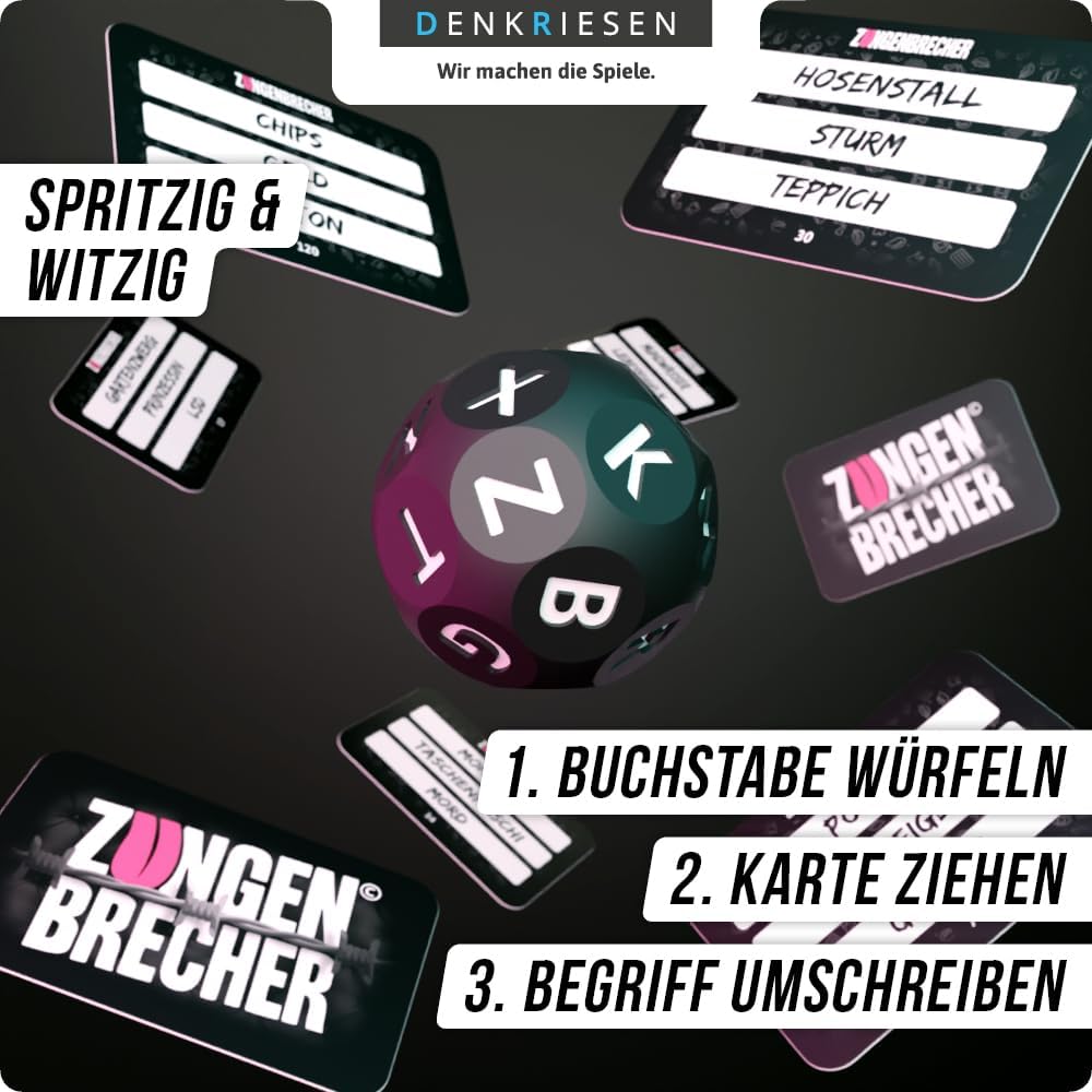 DENKRIESEN - Zungenbrecher© – Raus mit der Sprache! | Partyspiel | Ab 16 Jahren | 3-8 Spieler | Lust