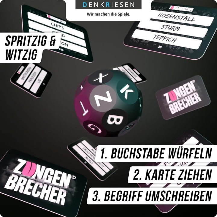 DENKRIESEN - Zungenbrecher© – Raus mit der Sprache! | Partyspiel | Ab 16 Jahren | 3-8 Spieler | Lust