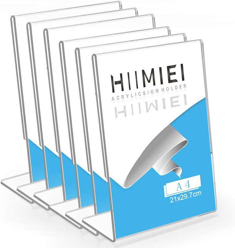 HIIMIEI A4 Tischaufsteller Schräg, 6 Stück Aufsteller Ideal für Cafés, Restaurants, Ausstellungen, B