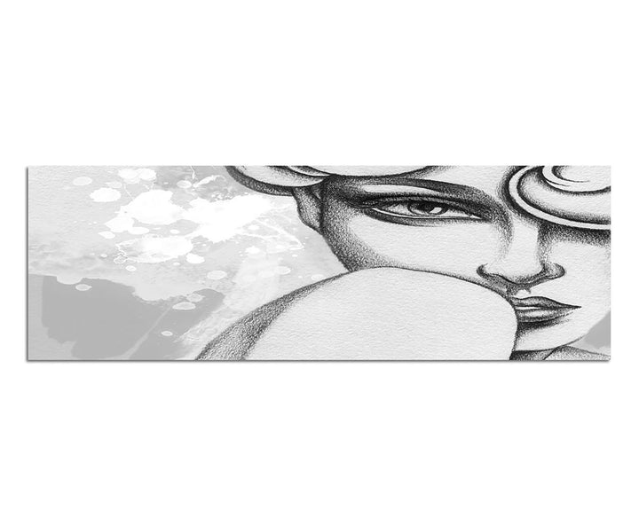 Paul Sinus Art Panoramabild auf Leinwand und Keilrahmen 150x50cm Malerei Kunstwerk Frau Gesicht