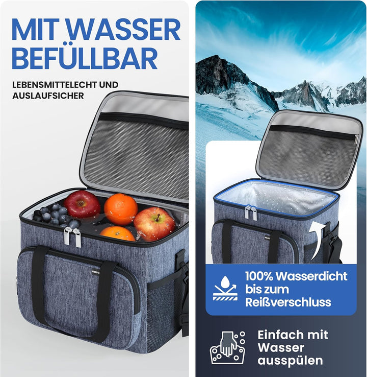 HELDENWERK Kühltasche Gross faltbar - Isolierte Kühlbox Thermotasche auslaufsicher & wasserdicht - P