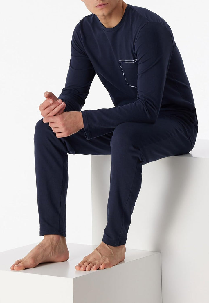 Schiesser Herren Schlafanzug lang - Nightwear Set 54 Nachtblau_180259, 54 Nachtblau_180259
