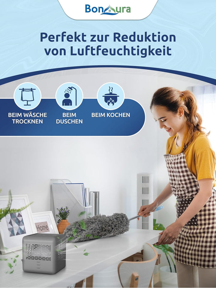 BonAura® 4x Luftentfeuchter ohne Strom + 20 x 400g Luftenfeuchter Nachfüllpack - Raumentfeuchter bis