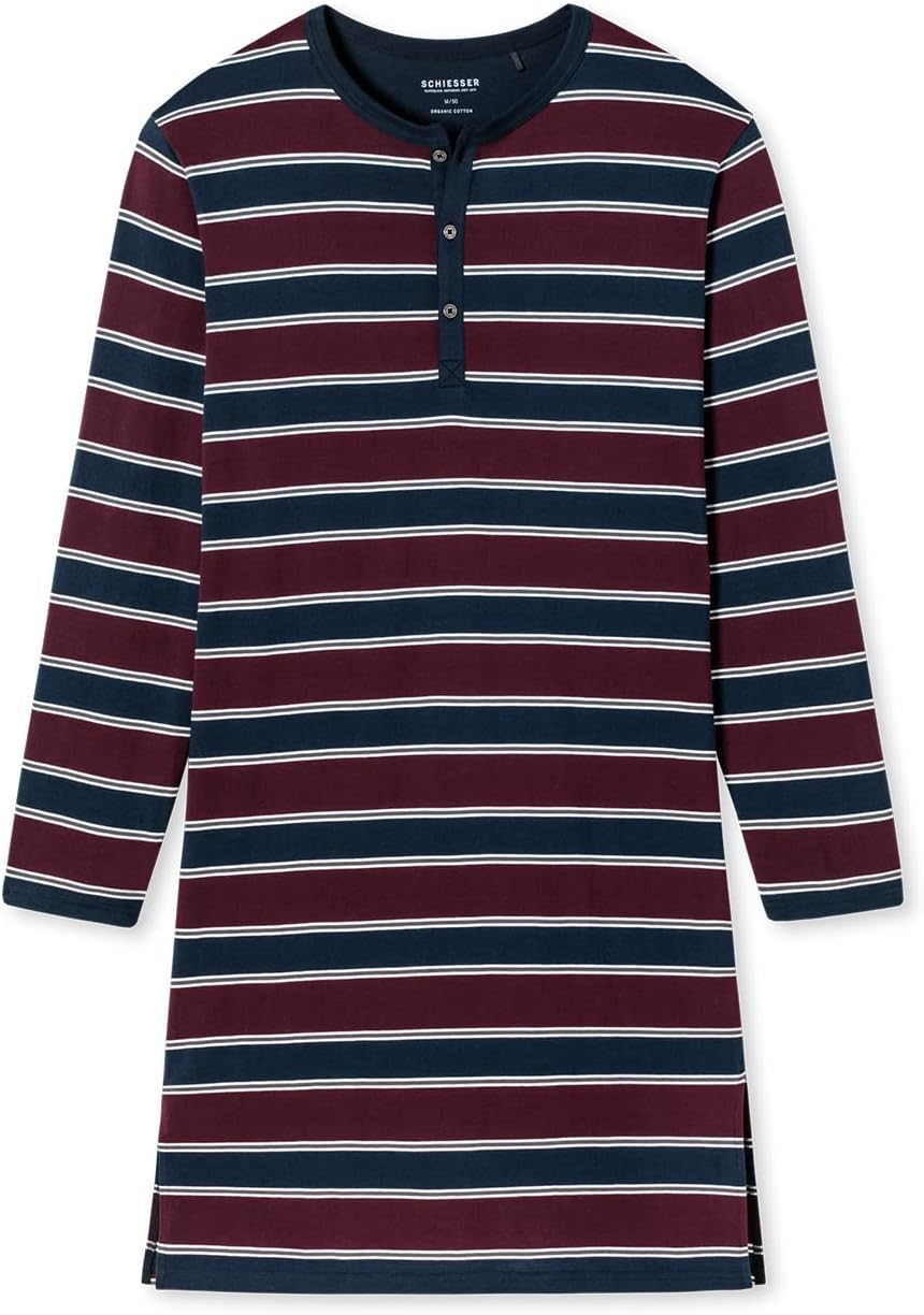 Schiesser Herren Lang Pyjamaoberteil Nachthemd, Burgund