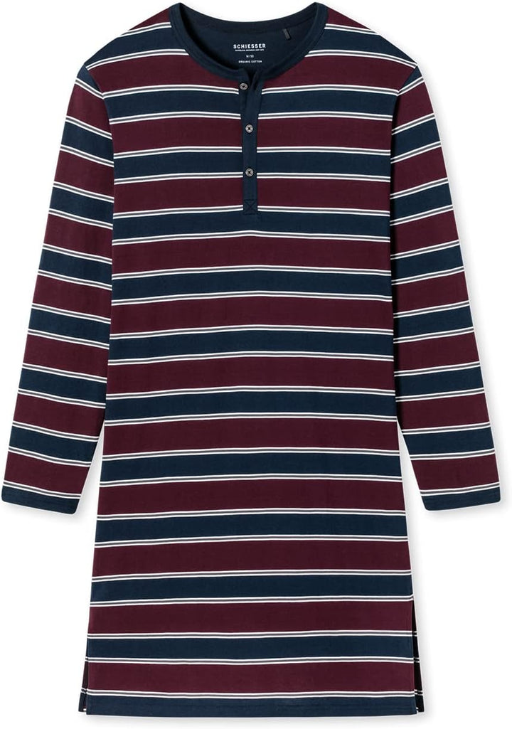 Schiesser Herren Lang Pyjamaoberteil Nachthemd, Burgund