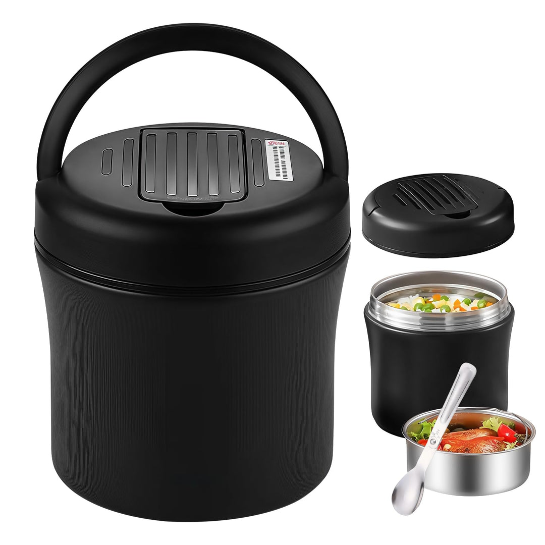 Thermobehälter für Essen: 1.2L Edelstah Warmhaltebehälter Essen mit Löffe, Auslaufsiche Thermoskanne