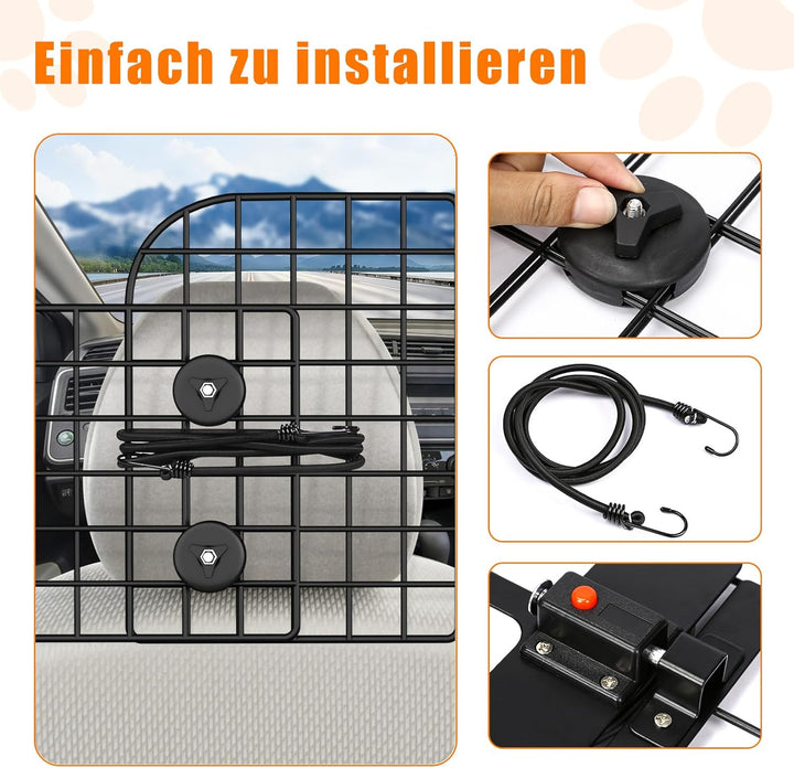 Denmay Hundegitter Auto, Universal Autoschutzgitter Trenngitter 30.7 x 93-150CM verstellbare Breite,