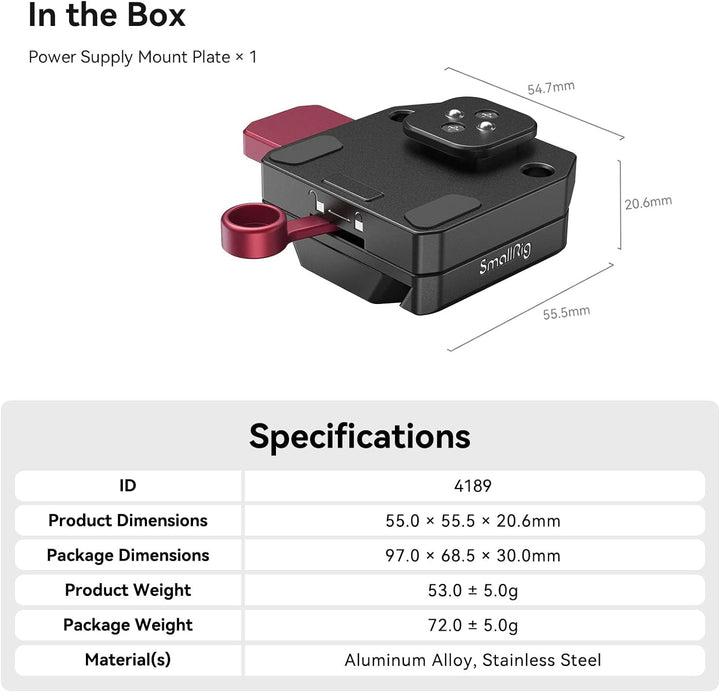 SmallRig RS3 RS3 Pro RS2 RSC2 Mini V-Mount Akkuplatte für DJI RS 3 / RS 3 Pro/RS 2 / RSC 2, mit V-Lo