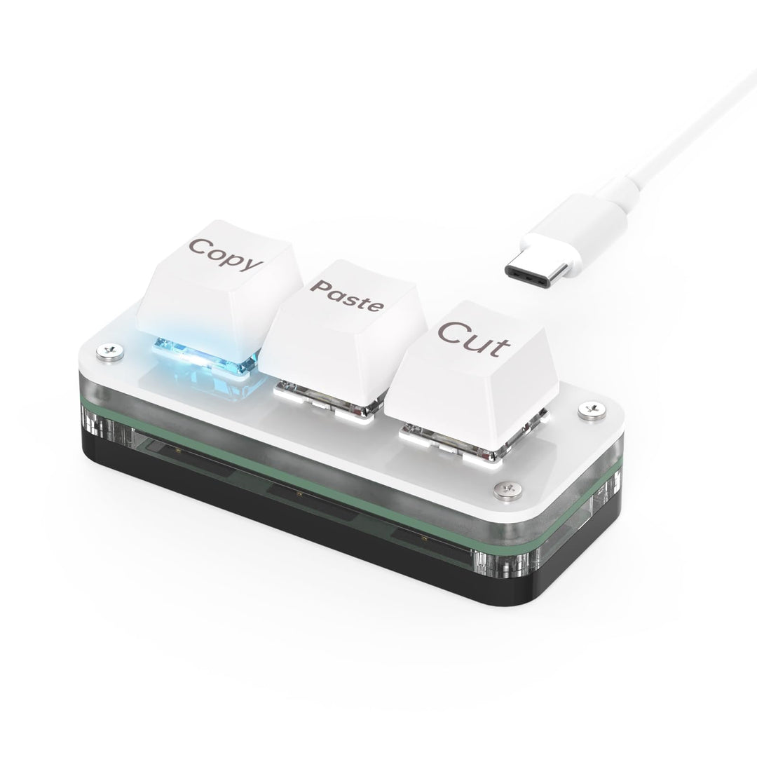 3 Tasten Mini Tastatur - Copy Paste Cut - Mechanische RGB Gaming Tastatur, Programmierbar, Makro, Be