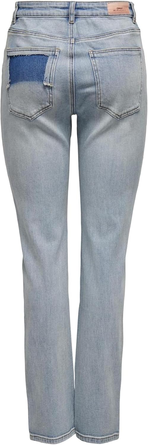 ONLY Damen Jeans Onlscarlett X Hw Slim Rework DNM JNS Gua 27W / 32L Light Blue Denim, 27W / 32L Ligh