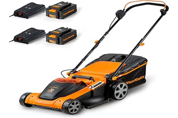 LawnMaster CLMF4841E Akku-Rasenmäher 48V Max 2x24V 4.0Ah Batterie, 41cm 450m² Mulchen 42L, 22-72mm 6