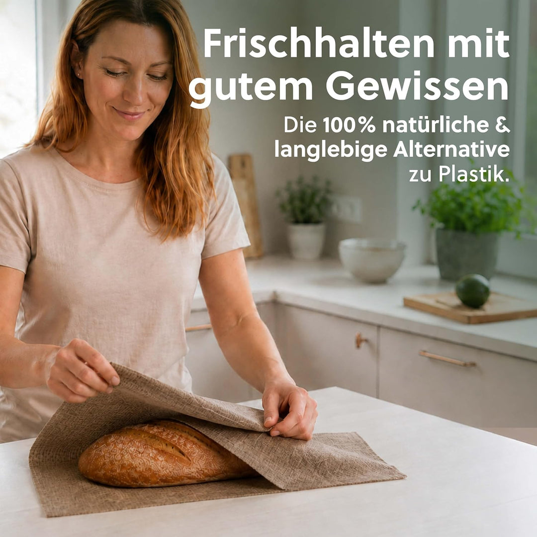 beegut XXL Bienenwachstuch aus Leinen, besonders gut zum Brot aufbewahren geeignet durch dickeres Le