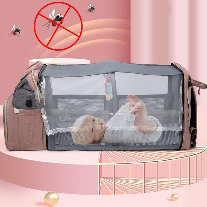 Wickelrucksack mit Babybett - Grosse Wickeltasche Rucksack mit Wickelauflage & Isoliertasche & Moski
