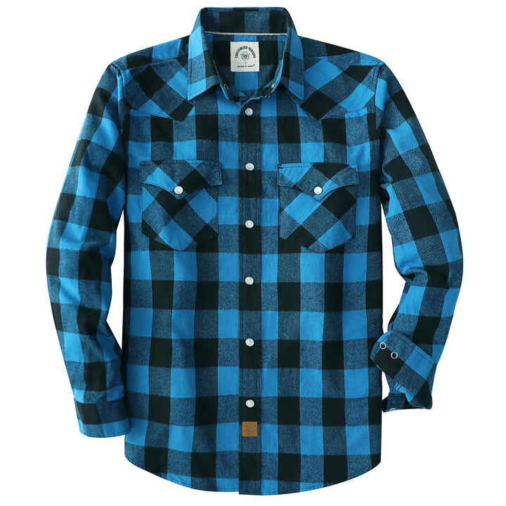 Dubinik® Herren Flanellhemd Flanellhemd Herren Kariert Western Cowboy Vintage Langarm Druckknöpfe Ba