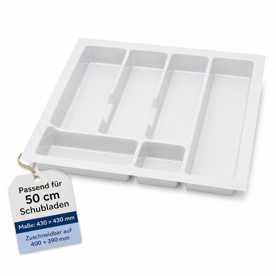 ALUSFERA Besteckkasten für Schubladen 50cm - Besteckeinsatz - Praktisch Schubladen Ordnungssystem -
