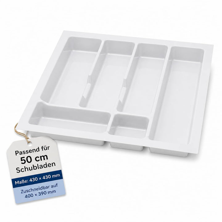 ALUSFERA Besteckkasten für Schubladen 50cm - Besteckeinsatz - Praktisch Schubladen Ordnungssystem -