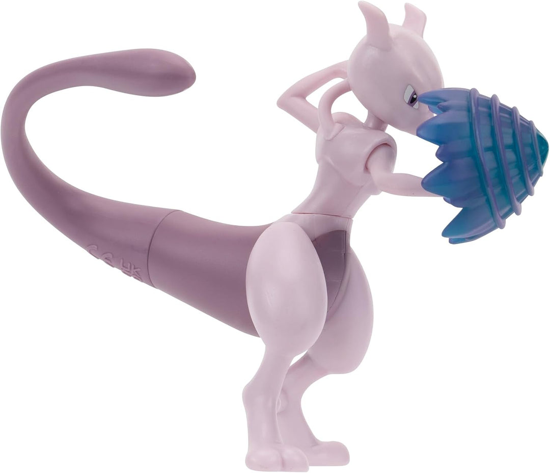 Pokémon PKW3370 - Battle Feature Figure - Mewtu, offizielle bewegliche Figuren, 11,5 cm