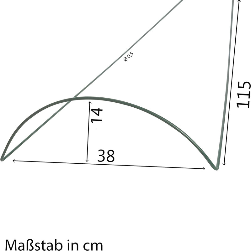 5X Pflanzenstütze halbrund - Ø 38 cm - 115 cm hoch - aus 5mm kunststoffummantelten Draht - Blumenhal