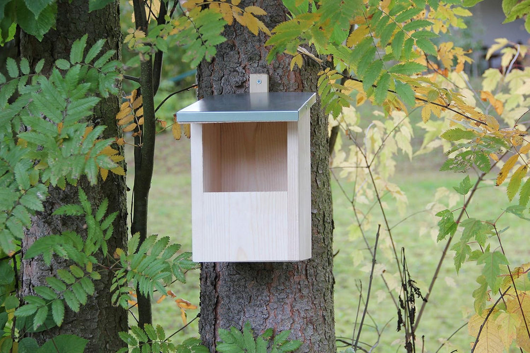 Nistkasten-(N7)-Halbhöhle Vogelhaus Vogelhäuschen Vogelhäuschen Garten Deko Zinkdach