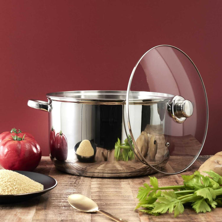 COOK CONCEPT, KC0005, Metal stockpot with Glass lid, Capacity 10L, Compatible with All Heat Sources,