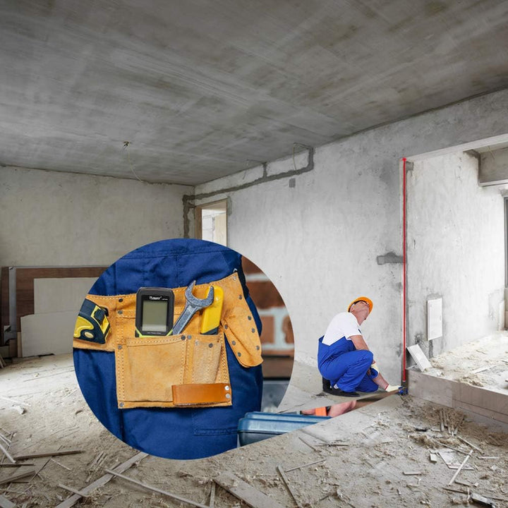 Huepar Laser Entfernungsmesser 100M mit Li-Ion-Akku, mit LCD Hintergrundbeleuchtung M/In/Ft mit Mehr