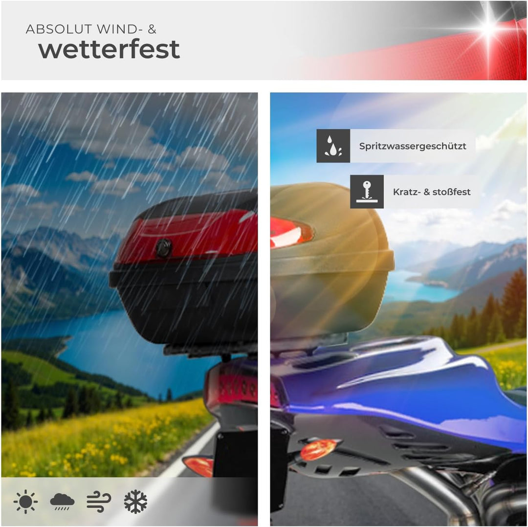 tectake® Motorradkoffer Topcase Roller | -Verschiedene Grössen- (Typ 2 | no. 401481), Typ 2 | No. 40