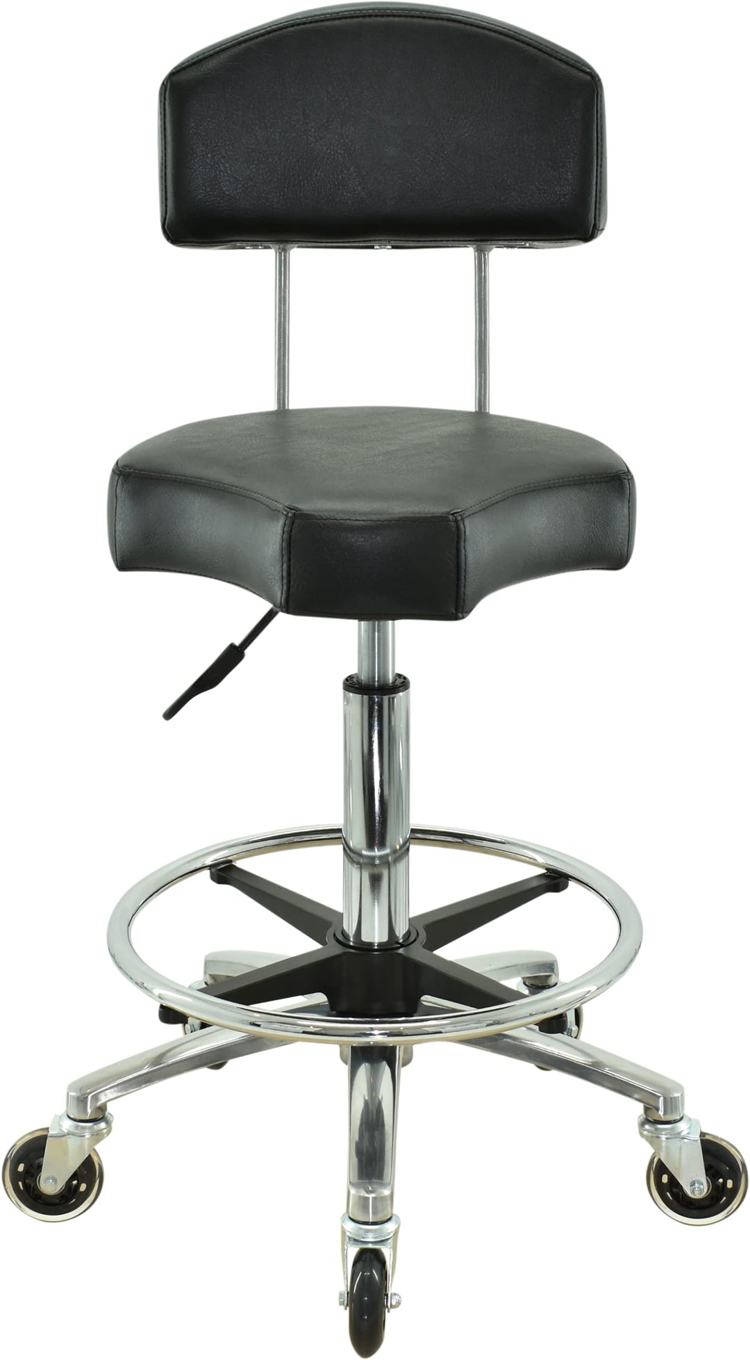 Ergonomischer Rollhocker mit Premium-Rollen und Fussring - Höhenverstellbar von 55-75 cm - Drehhocke