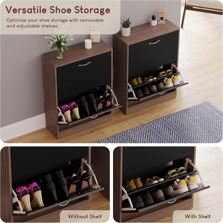Vida Designs Schubladenboxen, Holz, Walnuss, Schwarz, Standard, Walnuss, Schwarz
