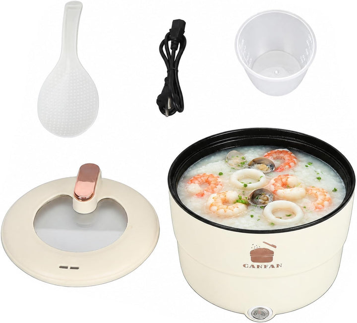 Reiskocher Klein Elektrischer, 1.8L 450W Multifunktionaler Doppelschicht-Elektrokochtopf Mini Rice C