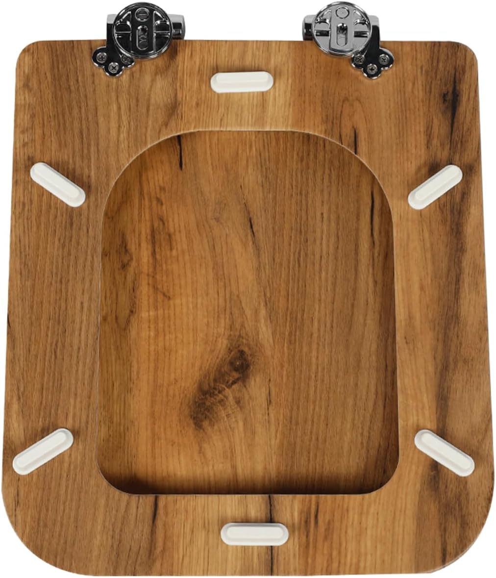 MDF-Toilettensitz, Klodeckel Holz, Premium Quadrat-Förmig Toilettendeckel Mit Soft-Close-Mechanismus