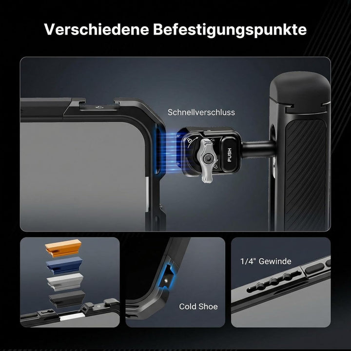 NEEWER 17 Pro Max Käfig Cage Video Rig Handy Stabilisator Set kompatibel mit iPhone 17 Pro Max mit 6