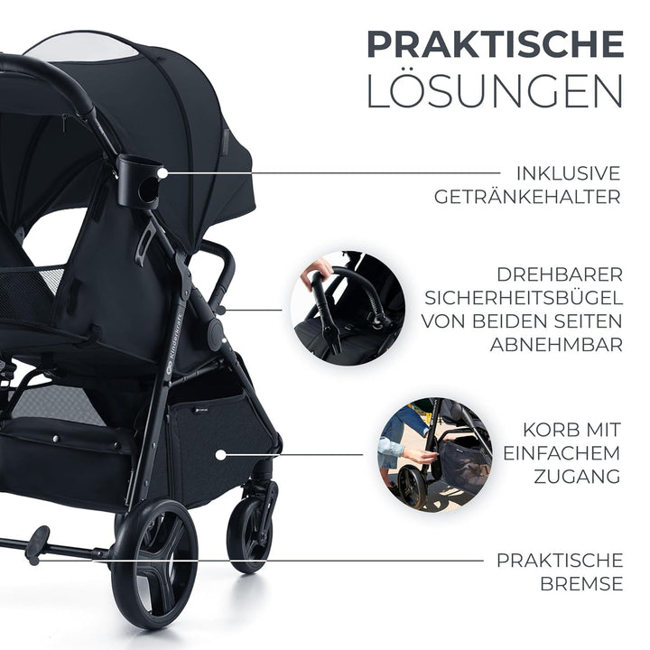 Kinderkraft RINE Buggy bis 22 kg, Kinderwagen, Mit einer Hand zusammenklappbar, wasserfestes Verdeck