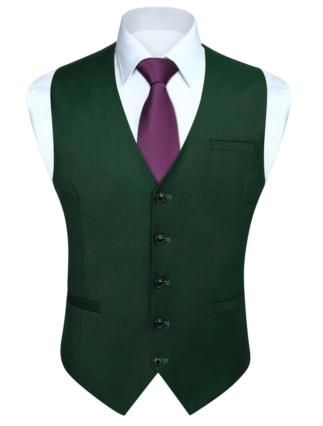 HISDERN Herren Formale Hochzeit Party Weste Baumwolle Einfarbig Weste XXL Waldgrün, XXL Waldgrün